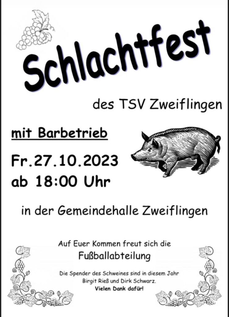 Schlachtfest TSV Zweiflingen 2023